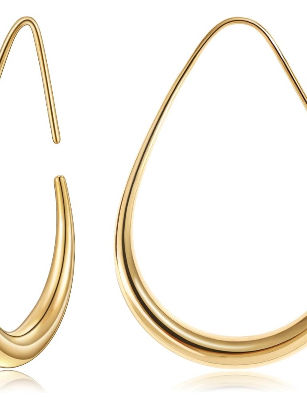 14K Gold Plated Teardrop Hoop Earrings for Women